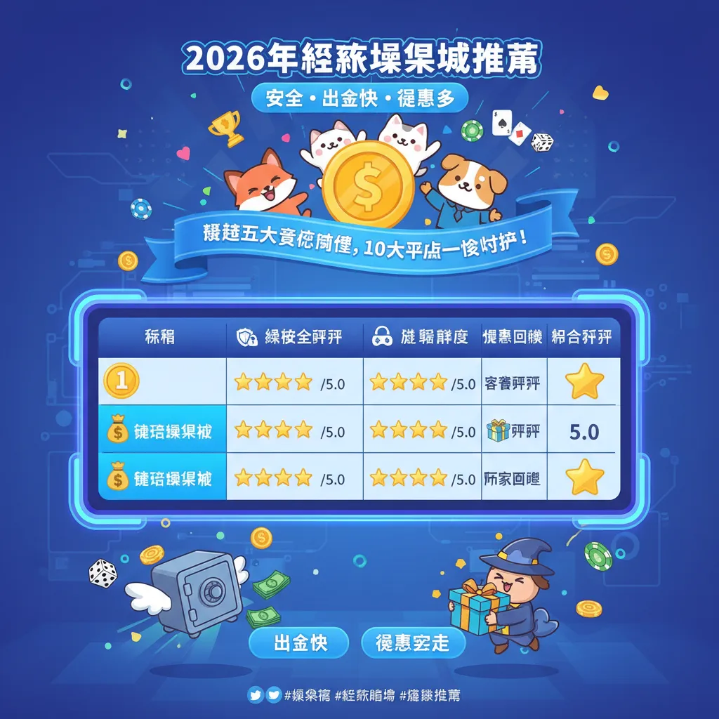 2026年臺灣娛樂城TOP10評比一覽：金流、遊戲、優惠全比較